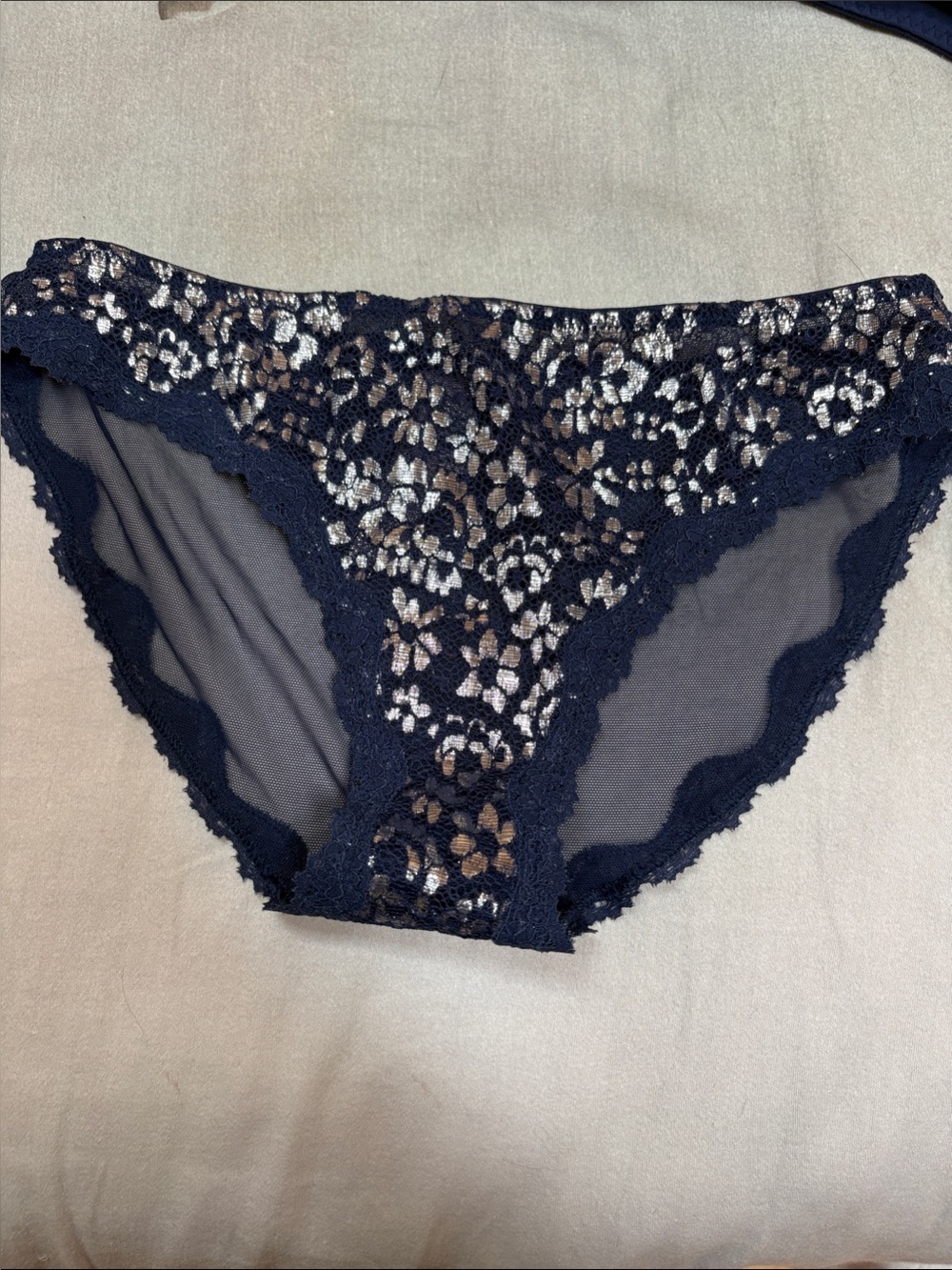 Victoria’s Secret Navy Dream Angels Floral Lace Bikini Panty - Size Small